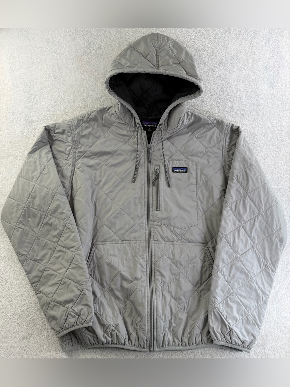 Patagonia Diamond Quilted Bomber Hoody Gray Men’s XL Insulated Jacket Lightweigh